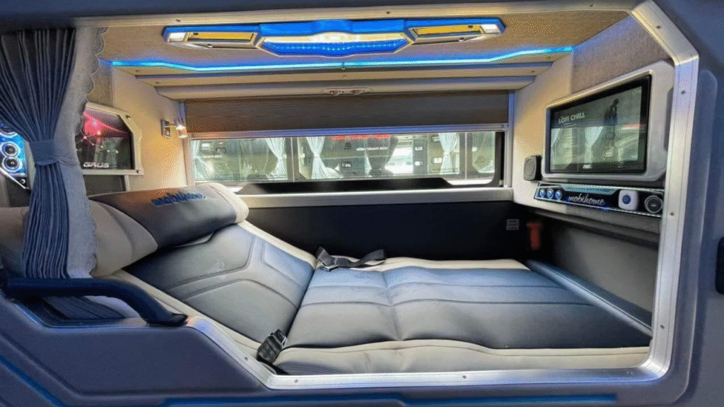 The limousine has modern amenities for travelers