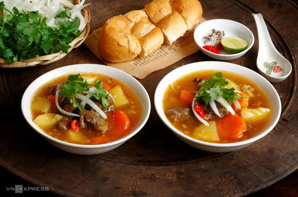 Vegetarian, beef stew noodles