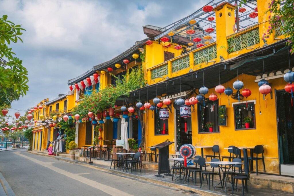 The Ancient Town becomes especially enchanting after sunset when thousands of colorful lanterns illuminate the streets and riverside walkways.