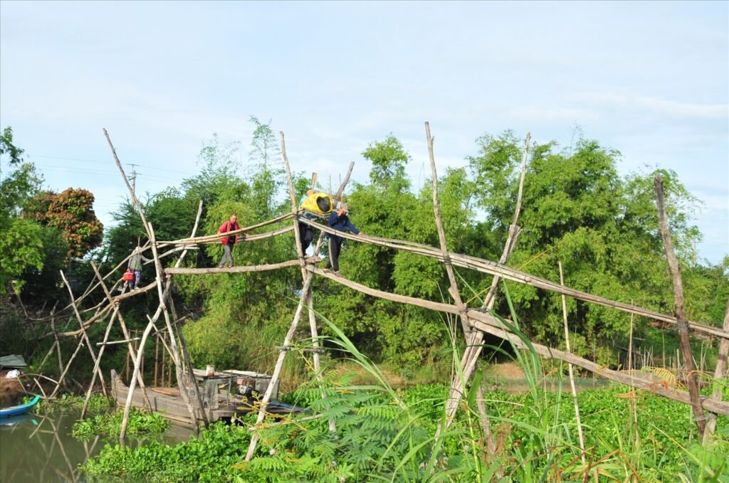 A bamboo bridge – one of the most unique features of the Mekong Delta