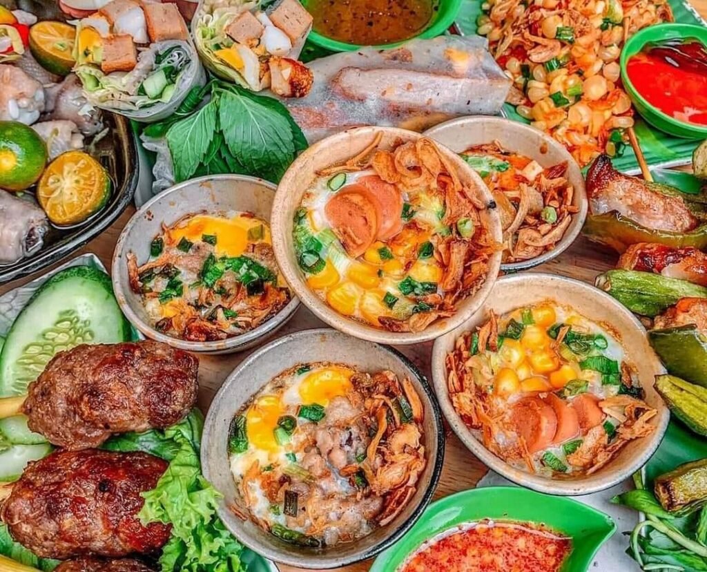 Street food plays a major role in daily life. Evening markets and roadside vendors offer opportunities to sample grilled seafood, banh mi, sweet desserts, and countless regional specialties.