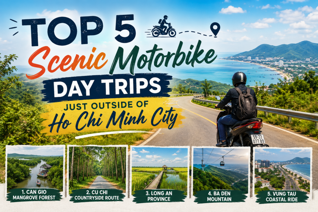 Escape the busy streets of Ho Chi Minh City and discover breathtaking landscapes, coastal roads, mangrove forests, and authentic countryside adventures just a short ride away.