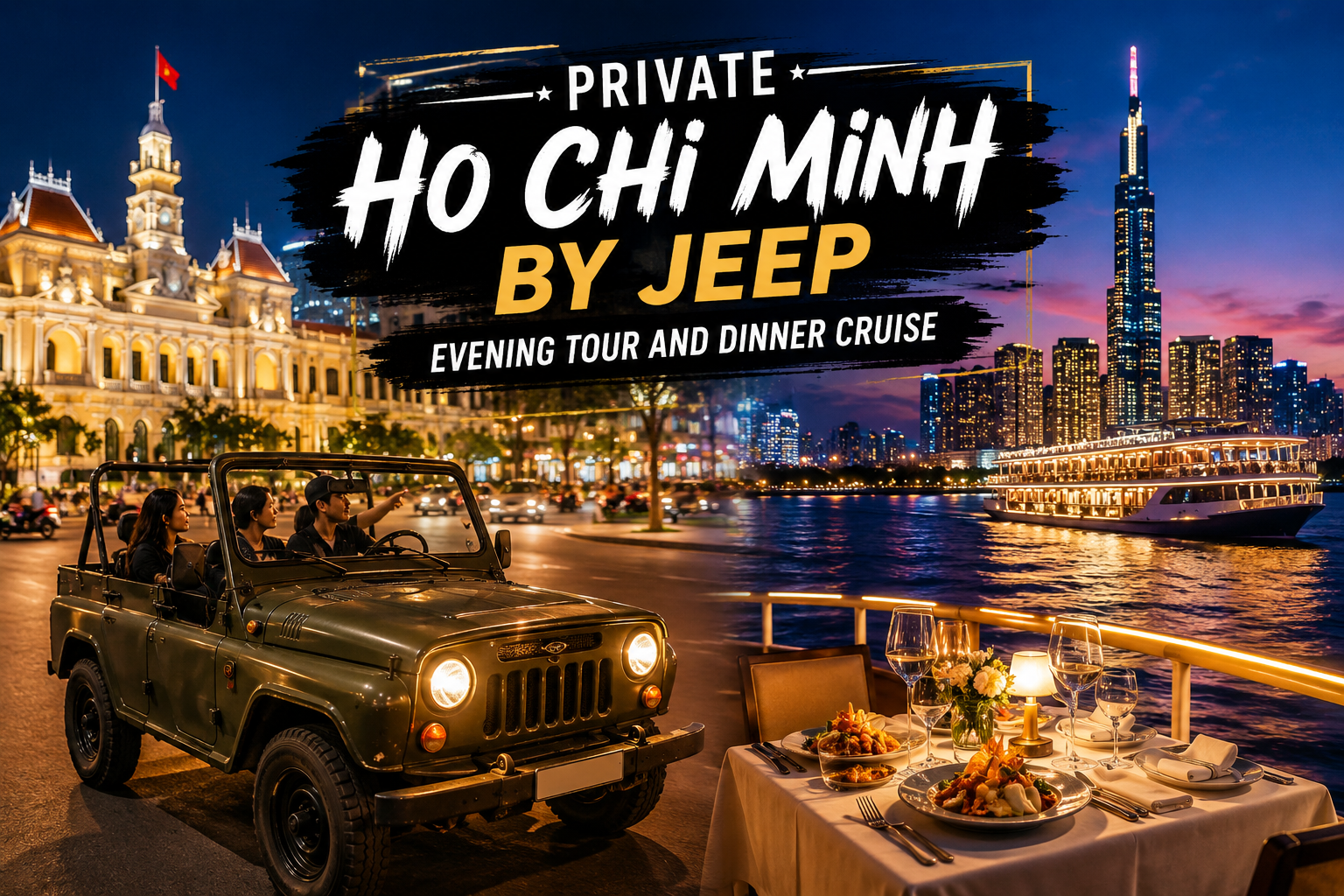 Private Ho Chi Minh By Jeep Evening Tour And Dinner Cruise