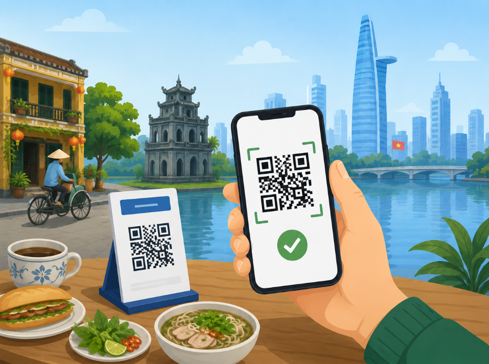 many cafés, restaurants, convenience stores, and retail shops, customers now simply scan a QR code